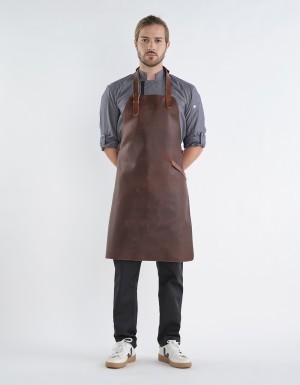 Aprons > Leather bib apron - Genuine leather